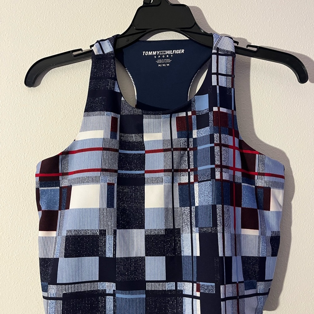 Tommy Hilfiger Women's Checkered Tank Top - Navy and Red